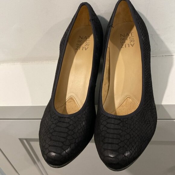 Naturalizer Shoes Naomi Snakeskin Pump Shoes Heel Black Size 40M - Picture 9 of 12